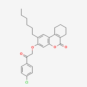 molecular formula C27H29ClO4 B15034499 3-[2-(4-chlorophenyl)-2-oxoethoxy]-2-hexyl-7,8,9,10-tetrahydro-6H-benzo[c]chromen-6-one 