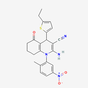 molecular formula C23H22N4O3S B15034581 2-Amino-4-(5-ethylthiophen-2-yl)-1-(2-methyl-5-nitrophenyl)-5-oxo-1,4,5,6,7,8-hexahydroquinoline-3-carbonitrile CAS No. 441783-40-0