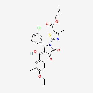 molecular formula C28H25ClN2O6S B15034706 prop-2-en-1-yl 2-{2-(3-chlorophenyl)-3-[(4-ethoxy-3-methylphenyl)carbonyl]-4-hydroxy-5-oxo-2,5-dihydro-1H-pyrrol-1-yl}-4-methyl-1,3-thiazole-5-carboxylate 