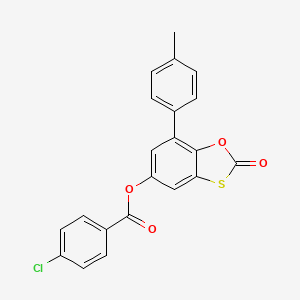 molecular formula C21H13ClO4S B15034709 7-(4-Methylphenyl)-2-oxo-1,3-benzoxathiol-5-yl 4-chlorobenzoate 