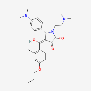 molecular formula C27H35N3O4 B15034744 1-[2-(dimethylamino)ethyl]-5-[4-(dimethylamino)phenyl]-3-hydroxy-4-[(2-methyl-4-propoxyphenyl)carbonyl]-1,5-dihydro-2H-pyrrol-2-one 