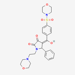 molecular formula C27H31N3O7S B15034816 3-hydroxy-1-[2-(morpholin-4-yl)ethyl]-4-{[4-(morpholin-4-ylsulfonyl)phenyl]carbonyl}-5-phenyl-1,5-dihydro-2H-pyrrol-2-one 