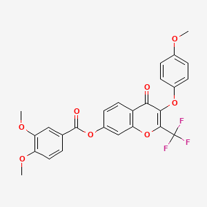 3-(4-methoxyphenoxy)-4-oxo-2-(trifluoromethyl)-4H-chromen-7-yl 3,4-dimethoxybenzoate