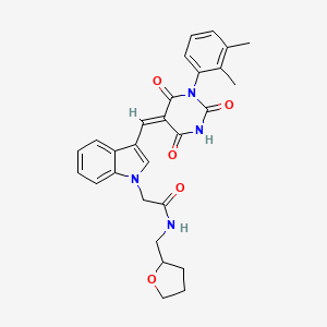 molecular formula C28H28N4O5 B15034829 2-(3-{(E)-[1-(2,3-dimethylphenyl)-2,4,6-trioxotetrahydropyrimidin-5(2H)-ylidene]methyl}-1H-indol-1-yl)-N-(tetrahydrofuran-2-ylmethyl)acetamide 