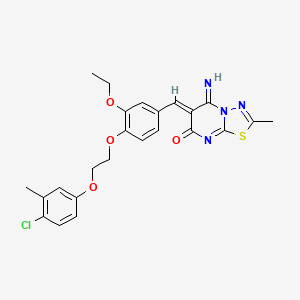 molecular formula C24H23ClN4O4S B15034854 (6Z)-6-{4-[2-(4-chloro-3-methylphenoxy)ethoxy]-3-ethoxybenzylidene}-5-imino-2-methyl-5,6-dihydro-7H-[1,3,4]thiadiazolo[3,2-a]pyrimidin-7-one 