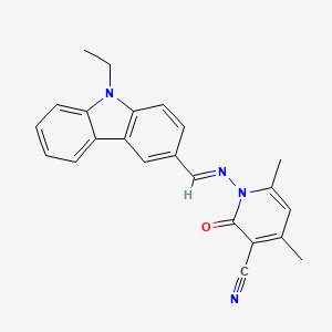 molecular formula C23H20N4O B15034863 1-{[(E)-(9-ethyl-9H-carbazol-3-yl)methylidene]amino}-4,6-dimethyl-2-oxo-1,2-dihydropyridine-3-carbonitrile 