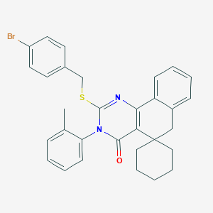 molecular formula C31H29BrN2OS B15034895 2-[(4-bromobenzyl)sulfanyl]-3-(2-methylphenyl)-3H-spiro[benzo[h]quinazoline-5,1'-cyclohexan]-4(6H)-one 