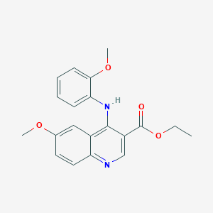 molecular formula C20H20N2O4 B15034954 Ethyl 6-methoxy-4-[(2-methoxyphenyl)amino]quinoline-3-carboxylate 