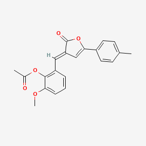 molecular formula C21H18O5 B15034956 2-methoxy-6-{(E)-[5-(4-methylphenyl)-2-oxofuran-3(2H)-ylidene]methyl}phenyl acetate 