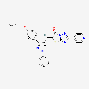 (5Z)-5-{[3-(4-Butoxyphenyl)-1-phenyl-1H-pyrazol-4-YL]methylene}-2-(4-pyridinyl)[1,3]thiazolo[3,2-B][1,2,4]triazol-6(5H)-one