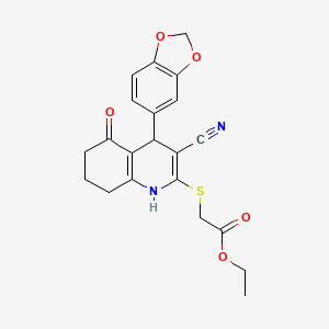 Ethyl {[4-(1,3-benzodioxol-5-yl)-3-cyano-5-oxo-1,4,5,6,7,8-hexahydroquinolin-2-yl]sulfanyl}acetate