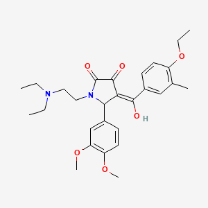 molecular formula C28H36N2O6 B15034986 1-[2-(diethylamino)ethyl]-5-(3,4-dimethoxyphenyl)-4-[(4-ethoxy-3-methylphenyl)carbonyl]-3-hydroxy-1,5-dihydro-2H-pyrrol-2-one 