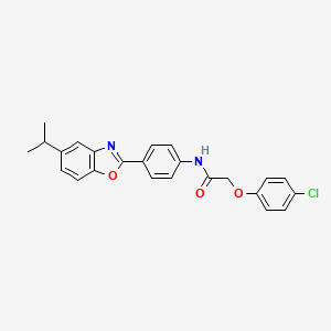 2-(4-chlorophenoxy)-N-{4-[5-(propan-2-yl)-1,3-benzoxazol-2-yl]phenyl}acetamide