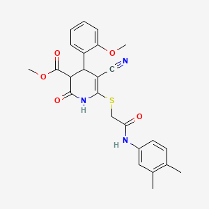 Methyl 5-cyano-6-({2-[(3,4-dimethylphenyl)amino]-2-oxoethyl}sulfanyl)-4-(2-methoxyphenyl)-2-oxo-1,2,3,4-tetrahydropyridine-3-carboxylate