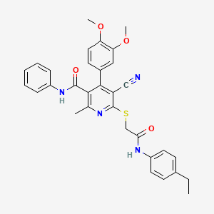 5-cyano-4-(3,4-dimethoxyphenyl)-6-({2-[(4-ethylphenyl)amino]-2-oxoethyl}sulfanyl)-2-methyl-N-phenylpyridine-3-carboxamide