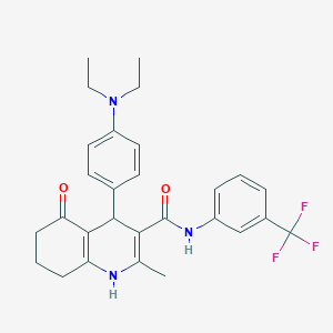 molecular formula C28H30F3N3O2 B15035118 4-[4-(Diethylamino)phenyl]-2-methyl-5-oxo-N-[3-(trifluoromethyl)phenyl]-1,4,5,6,7,8-hexahydro-3-quinolinecarboxamide 