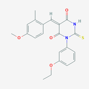 (5Z)-1-(3-ethoxyphenyl)-5-(4-methoxy-2-methylbenzylidene)-2-thioxodihydropyrimidine-4,6(1H,5H)-dione