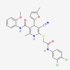 5-cyano-6-({2-[(3,4-dichlorophenyl)amino]-2-oxoethyl}sulfanyl)-N-(2-methoxyphenyl)-2-methyl-4-(5-methylfuran-2-yl)-1,4-dihydropyridine-3-carboxamide