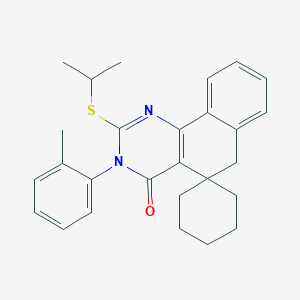 3-(2-methylphenyl)-2-(propan-2-ylsulfanyl)-3H-spiro[benzo[h]quinazoline-5,1'-cyclohexan]-4(6H)-one