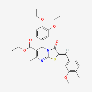 molecular formula C29H32N2O6S B15035192 ethyl (2Z)-5-(3,4-diethoxyphenyl)-2-(3-methoxy-4-methylbenzylidene)-7-methyl-3-oxo-2,3-dihydro-5H-[1,3]thiazolo[3,2-a]pyrimidine-6-carboxylate 