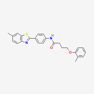 molecular formula C25H24N2O2S B15035196 N-[4-(6-methyl-1,3-benzothiazol-2-yl)phenyl]-4-(2-methylphenoxy)butanamide 