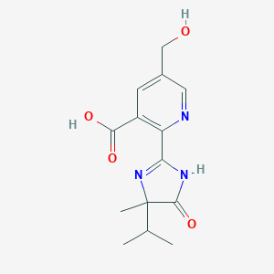 molecular formula C14H17N3O4 B150352 5-(hydroxymethyl)-2-(4-methyl-5-oxo-4-propan-2-yl-1H-imidazol-2-yl)pyridine-3-carboxylic Acid CAS No. 81335-78-6