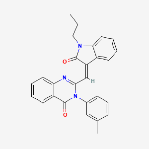 molecular formula C27H23N3O2 B15035215 3-(3-methylphenyl)-2-[(Z)-(2-oxo-1-propyl-1,2-dihydro-3H-indol-3-ylidene)methyl]quinazolin-4(3H)-one 