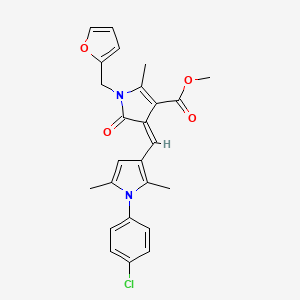 molecular formula C25H23ClN2O4 B15035242 methyl (4Z)-4-{[1-(4-chlorophenyl)-2,5-dimethyl-1H-pyrrol-3-yl]methylidene}-1-(furan-2-ylmethyl)-2-methyl-5-oxo-4,5-dihydro-1H-pyrrole-3-carboxylate 