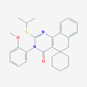 3-(2-methoxyphenyl)-2-(propan-2-ylsulfanyl)-3H-spiro[benzo[h]quinazoline-5,1'-cyclohexan]-4(6H)-one