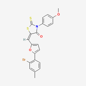 molecular formula C22H16BrNO3S2 B15035308 (5E)-5-{[5-(2-bromo-4-methylphenyl)furan-2-yl]methylidene}-3-(4-methoxyphenyl)-2-thioxo-1,3-thiazolidin-4-one 