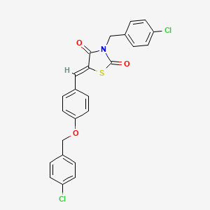 molecular formula C24H17Cl2NO3S B15035341 (5Z)-3-(4-chlorobenzyl)-5-{4-[(4-chlorobenzyl)oxy]benzylidene}-1,3-thiazolidine-2,4-dione 