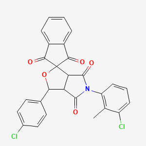 molecular formula C27H17Cl2NO5 B15035349 5-(3-chloro-2-methylphenyl)-3-(4-chlorophenyl)-3a,6a-dihydrospiro[furo[3,4-c]pyrrole-1,2'-indene]-1',3',4,6(3H,5H)-tetrone 