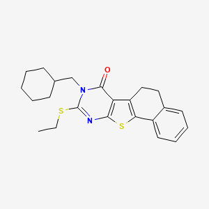 molecular formula C23H26N2OS2 B15035365 13-(cyclohexylmethyl)-14-ethylsulfanyl-17-thia-13,15-diazatetracyclo[8.7.0.02,7.011,16]heptadeca-1(10),2,4,6,11(16),14-hexaen-12-one 