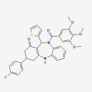 3-(4-fluorophenyl)-11-(thiophen-2-yl)-10-[(3,4,5-trimethoxyphenyl)carbonyl]-2,3,4,5,10,11-hexahydro-1H-dibenzo[b,e][1,4]diazepin-1-one