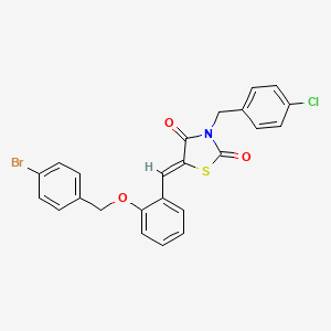 molecular formula C24H17BrClNO3S B15035405 (5Z)-5-{2-[(4-bromobenzyl)oxy]benzylidene}-3-(4-chlorobenzyl)-1,3-thiazolidine-2,4-dione 