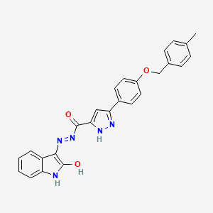 3-{4-[(4-Methylbenzyl)oxy]phenyl}-N'-[(3Z)-2-oxo-1,2-dihydro-3H-indol-3-ylidene]-1H-pyrazole-5-carbohydrazide