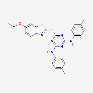 6-[(6-ethoxy-1,3-benzothiazol-2-yl)sulfanyl]-N,N'-bis(4-methylphenyl)-1,3,5-triazine-2,4-diamine