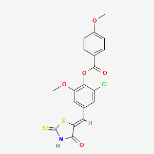 2-chloro-6-methoxy-4-[(Z)-(4-oxo-2-thioxo-1,3-thiazolidin-5-ylidene)methyl]phenyl 4-methoxybenzoate