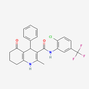 molecular formula C24H20ClF3N2O2 B15035474 N-[2-Chloro-5-(trifluoromethyl)phenyl]-2-methyl-5-oxo-4-phenyl-1,4,5,6,7,8-hexahydro-3-quinolinecarboxamide 