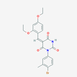 molecular formula C22H21BrN2O5 B15035481 (5E)-1-(4-bromo-3-methylphenyl)-5-(2,4-diethoxybenzylidene)pyrimidine-2,4,6(1H,3H,5H)-trione 