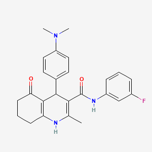 molecular formula C25H26FN3O2 B15035495 4-(4-(Dimethylamino)phenyl)-N-(3-fluorophenyl)-2-methyl-5-oxo-1,4,5,6,7,8-hexahydroquinoline-3-carboxamide CAS No. 421567-27-3