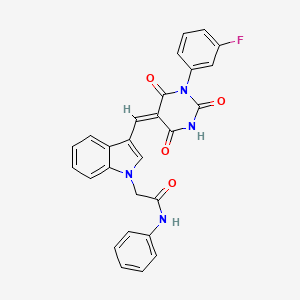 2-(3-{(E)-[1-(3-fluorophenyl)-2,4,6-trioxotetrahydropyrimidin-5(2H)-ylidene]methyl}-1H-indol-1-yl)-N-phenylacetamide