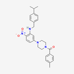 (4-Methylphenyl)[4-(4-nitro-3-{[4-(propan-2-yl)benzyl]amino}phenyl)piperazin-1-yl]methanone