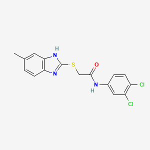 molecular formula C16H13Cl2N3OS B15035565 N-(3,4-dichlorophenyl)-2-[(5-methyl-1H-benzimidazol-2-yl)sulfanyl]acetamide 