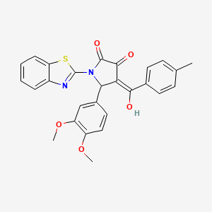 (E)-[1-(1,3-benzothiazol-3-ium-2-yl)-2-(3,4-dimethoxyphenyl)-4,5-dioxopyrrolidin-3-ylidene](4-methylphenyl)methanolate