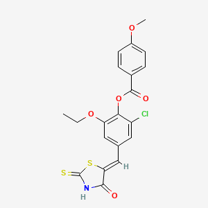 2-chloro-6-ethoxy-4-[(Z)-(4-oxo-2-thioxo-1,3-thiazolidin-5-ylidene)methyl]phenyl 4-methoxybenzoate