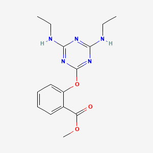 molecular formula C15H19N5O3 B15035635 Methyl 2-{[4,6-bis(ethylamino)-1,3,5-triazin-2-yl]oxy}benzoate 