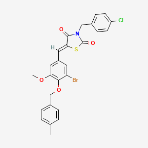 (5Z)-5-({3-Bromo-5-methoxy-4-[(4-methylphenyl)methoxy]phenyl}methylidene)-3-[(4-chlorophenyl)methyl]-1,3-thiazolidine-2,4-dione