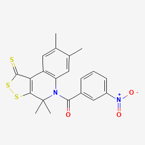 molecular formula C21H18N2O3S3 B15035653 (3-nitrophenyl)(4,4,7,8-tetramethyl-1-thioxo-1,4-dihydro-5H-[1,2]dithiolo[3,4-c]quinolin-5-yl)methanone 