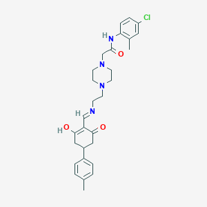 N-(4-chloro-2-methylphenyl)-2-{4-[2-({[4-(4-methylphenyl)-2,6-dioxocyclohexylidene]methyl}amino)ethyl]piperazin-1-yl}acetamide